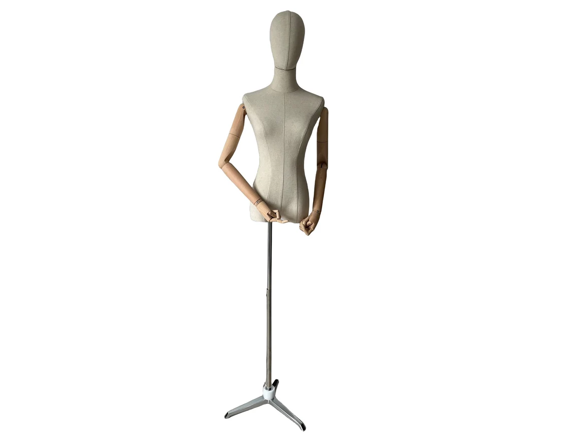 3 joints Flexbile Beech Wooden Articulated Arms Natural Linen Female Mannequin Dress Form Melinda