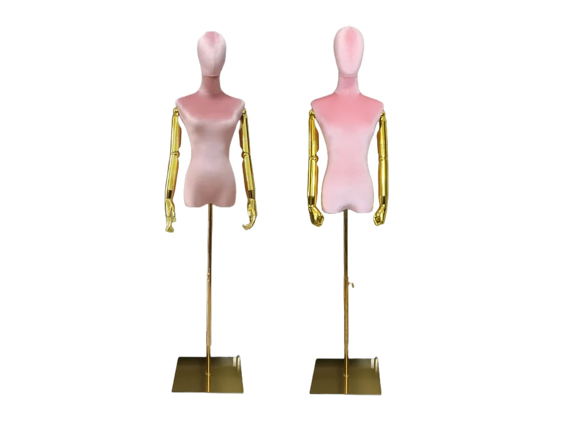 Four Pink Colors Articulated Gold Arms Female Mannequin Dress Form Maria