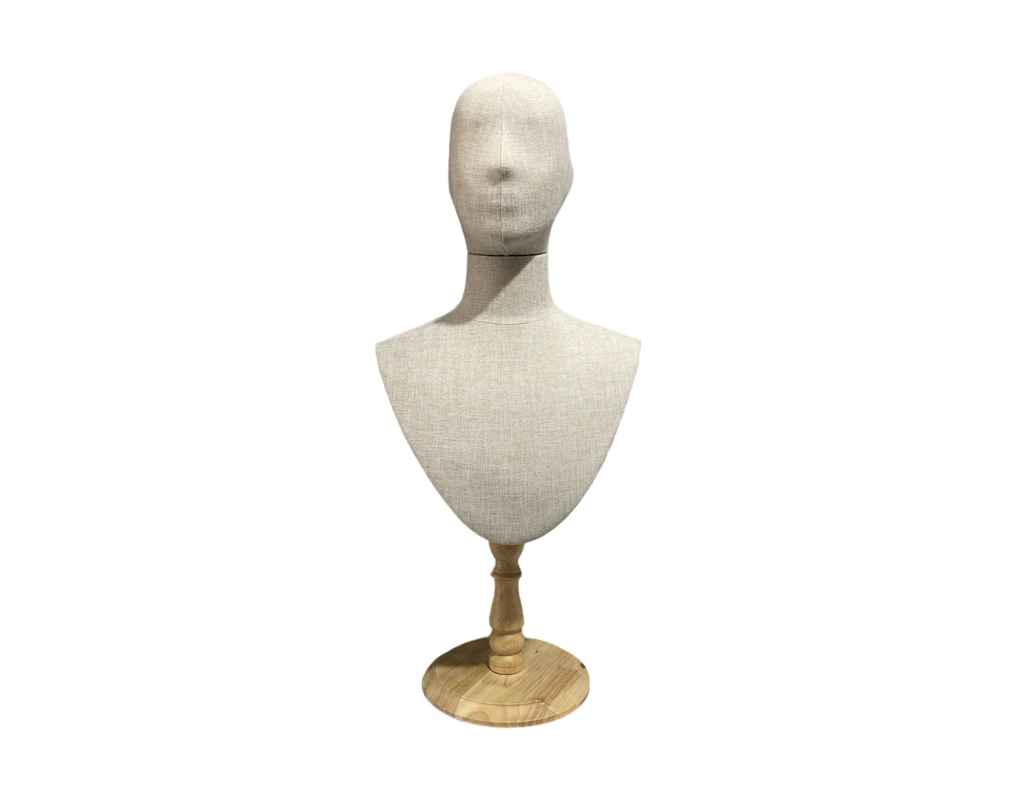 Adjustable Gold Base Linen Male Mannequin Head Bust Stand Andrew